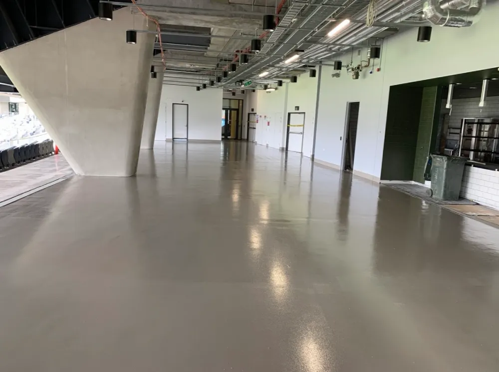 Cleaning and maintaining an epoxy flooring finish.