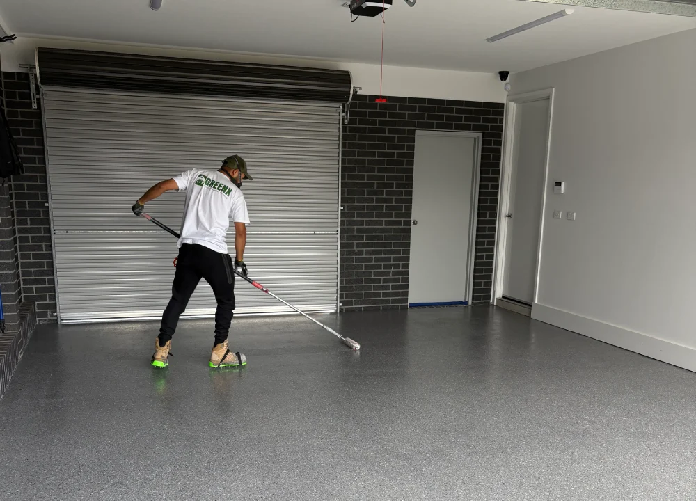 Garage epoxy flooring installed by Greenx Painting in Melbourne.